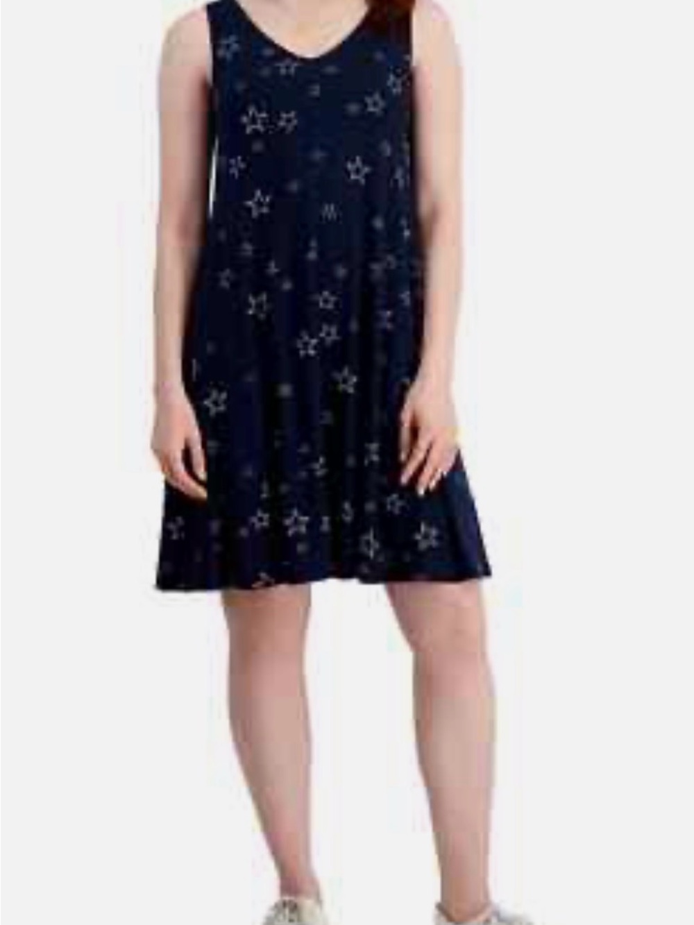 Style & Co. Navy Star Print Sleeveless Mini Dress